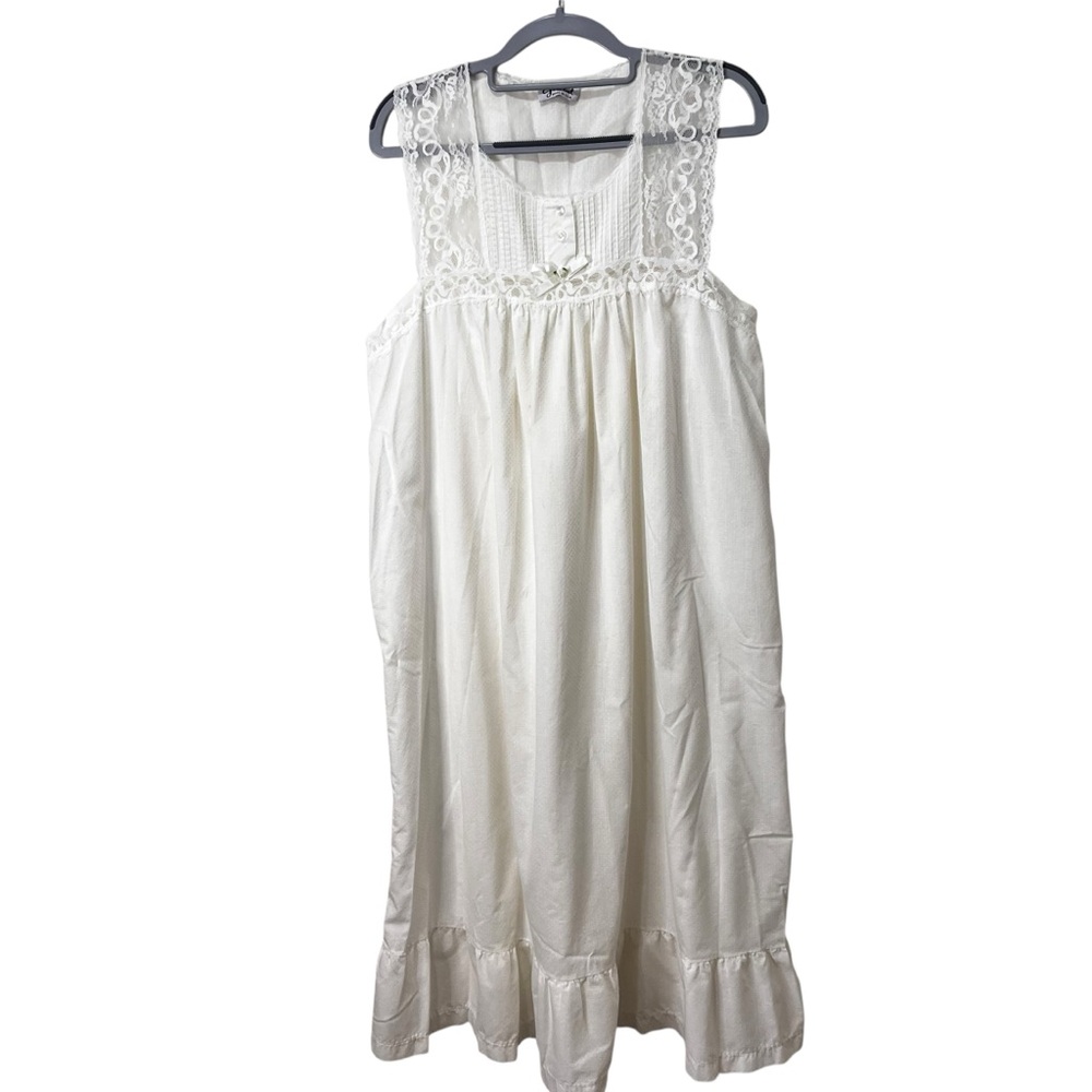 Vintage Gilead White Lace Nightgown Cottagecore Prairie Nightdress USA Made | L